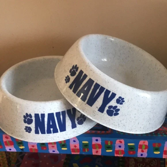 Dog Bowls- set of 2- NAVY - Picture 6 of 6